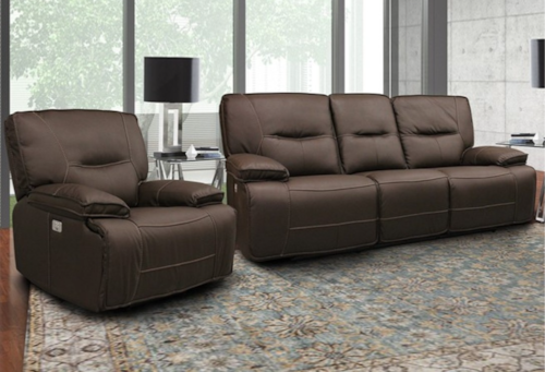 Casual Power Reclining Sofa and Recliner Set with Power Headrests