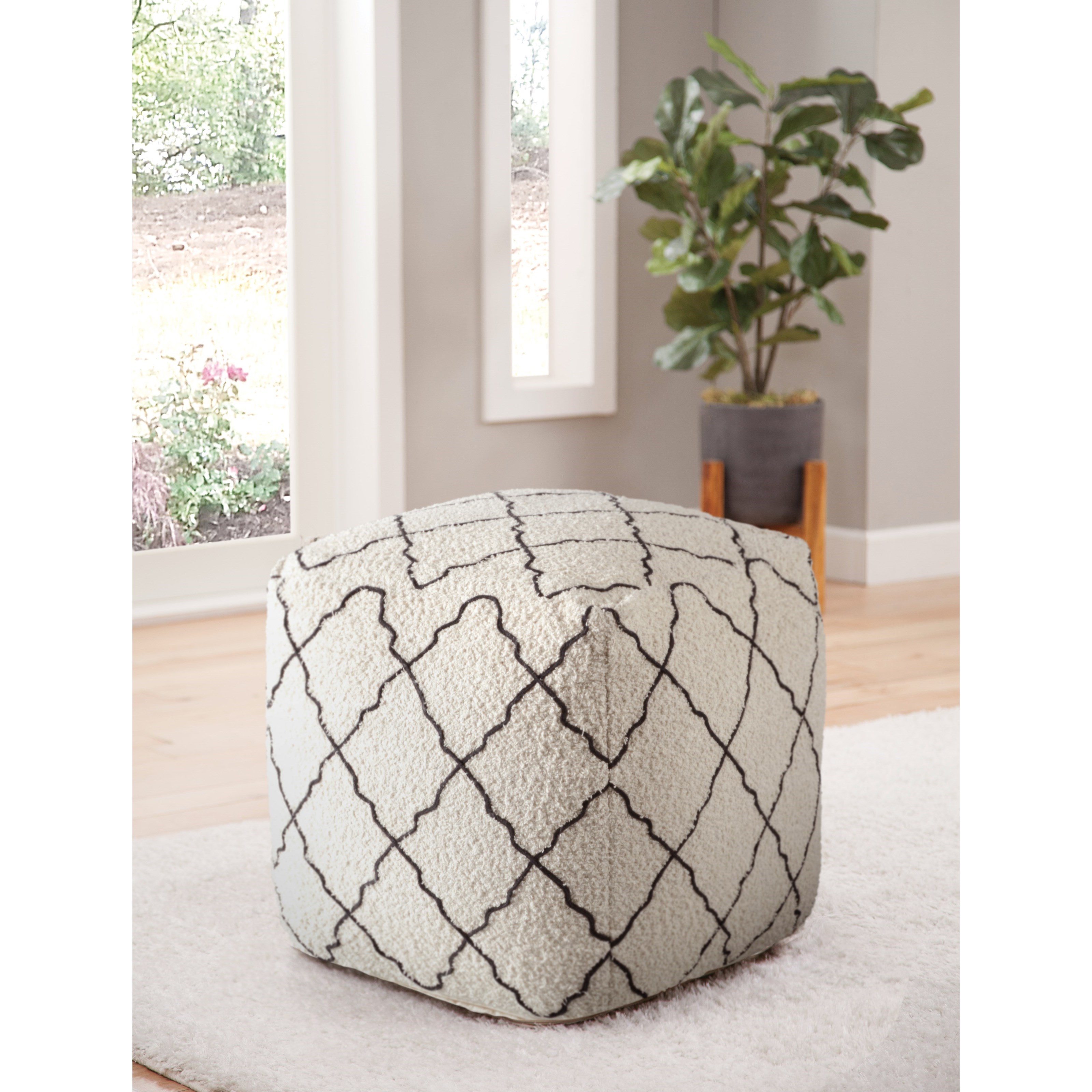 Steve Silver Lattice Handwoven Square Pouf