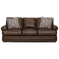 Traditional Stationary Sofa with Nail-head Trim