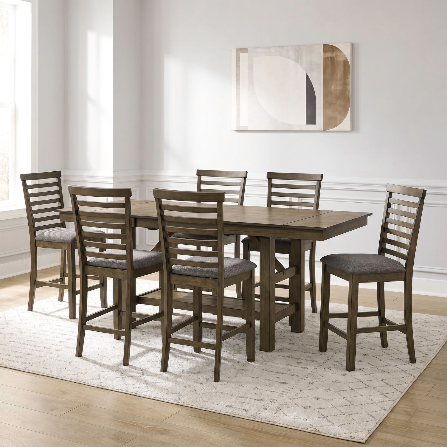 7-Piece Gathering Trestle Table Dining Set