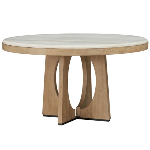 Transitional Round Dining Table with Stone Top