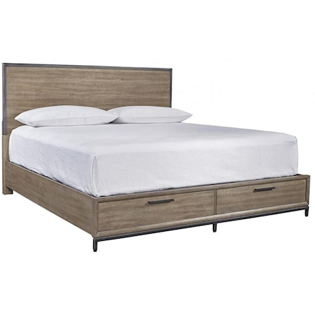 Transitional Queen Storage Bed with USB Charging Ports