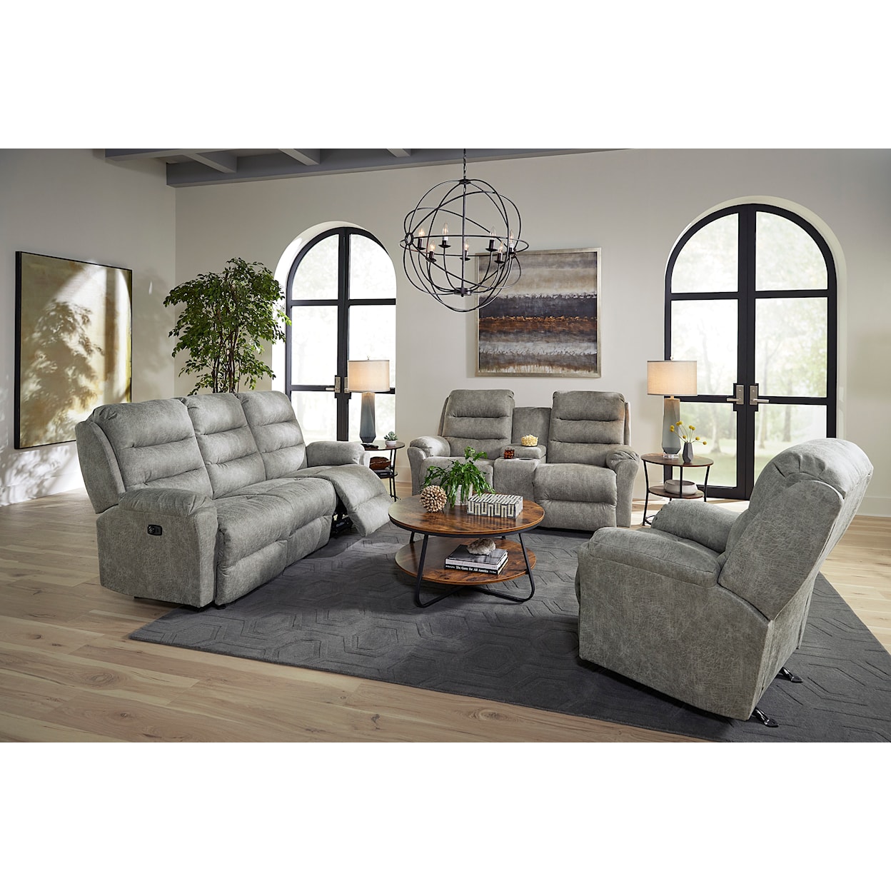 Best Home Furnishings Oren Power Rock Recline Loveseat w/ HR + Console