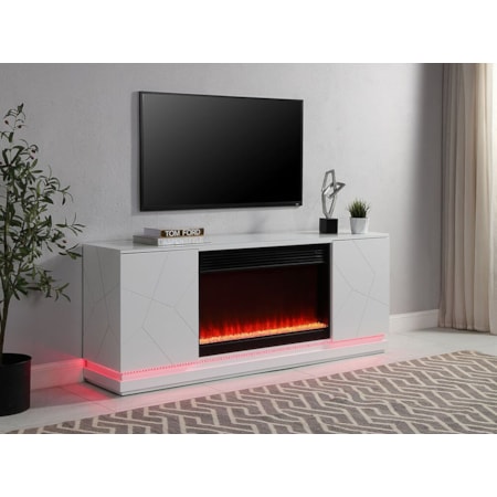 CLAYTON WHITE 70" TV STAND WITH | FIREPLACE