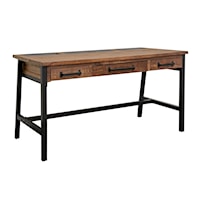 Rustic Industrial Solid Mango Wood Desk with Outlets