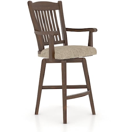 Traditional Customizable Swivel Stool with Arms