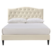 Transitional Arched, Diamond Tufted Upholstered Full Platform Bed in Beige