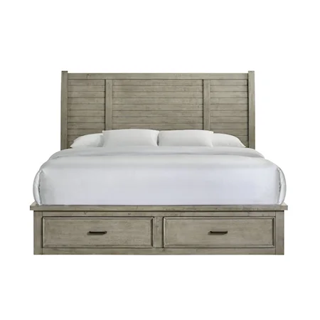 Transitional Queen Panel Storage Bed