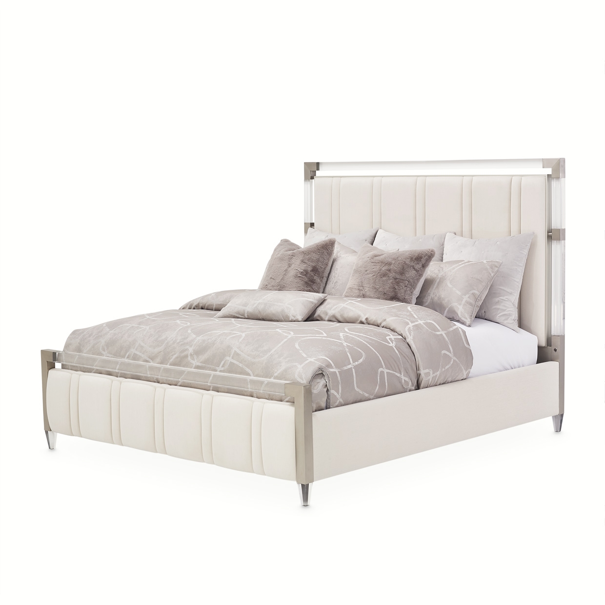 Upholstered King Panel Bed w/USB Ports