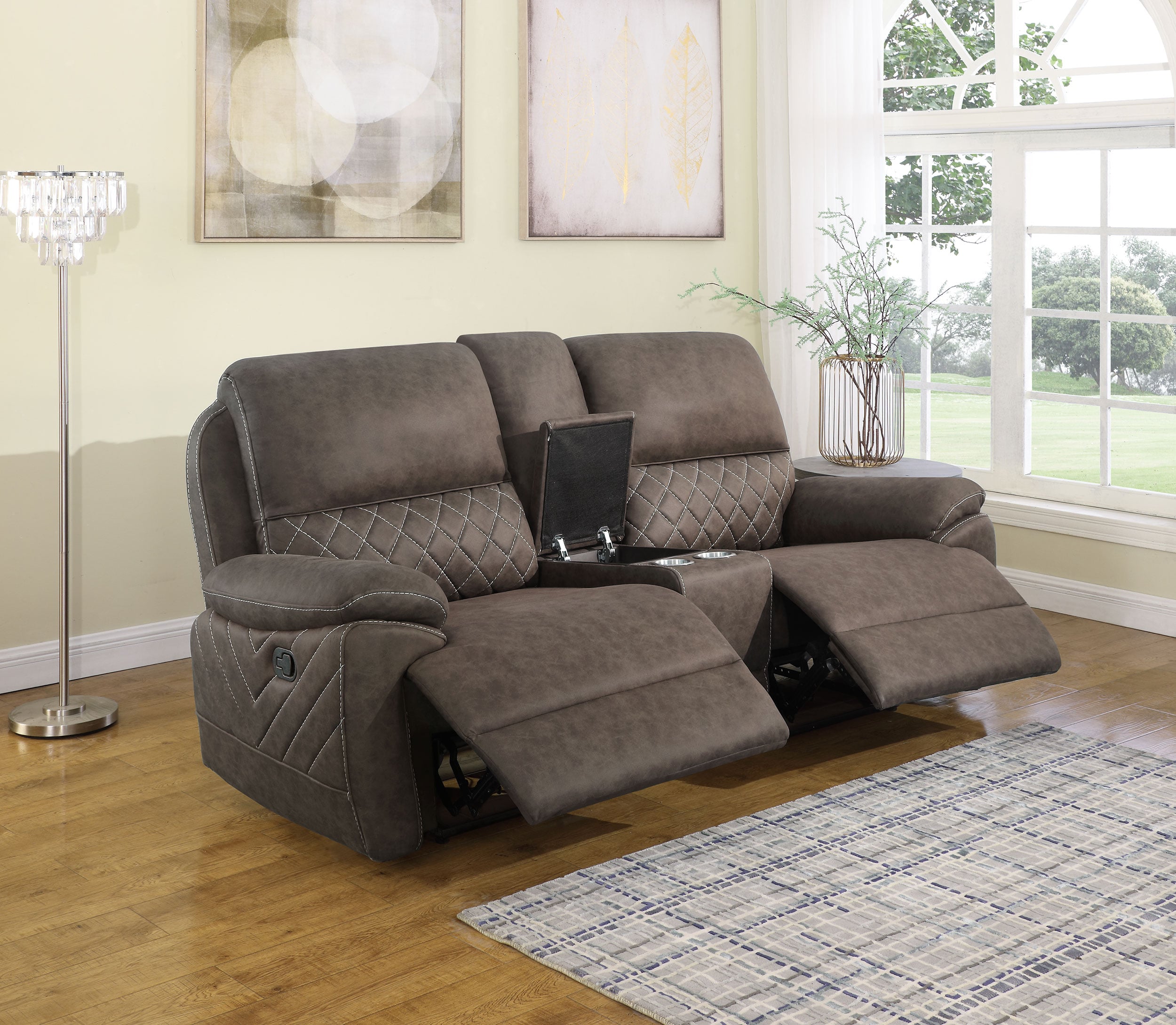 Variel Tufted Motion Loveseat w/ Console