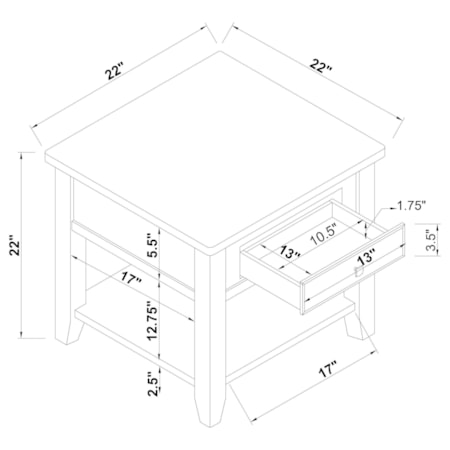 Bradford 1-drawer Wood End Table