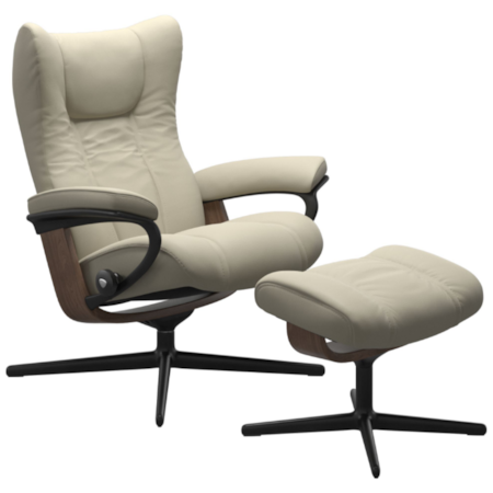 Medium Recliner and Ottoman with Cross Base