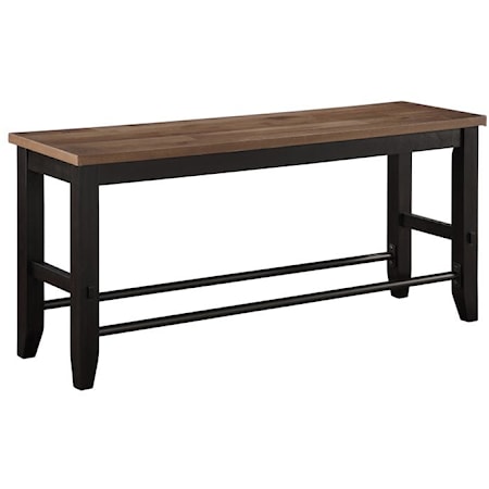 Industrial Farmhouse 24" Counter Height Dining Bench with Iron Footrest
