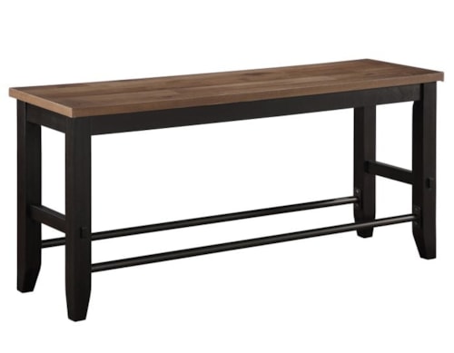 Contemporary Farmhouse 24" Counter Height Dining Bench with Iron Footrest