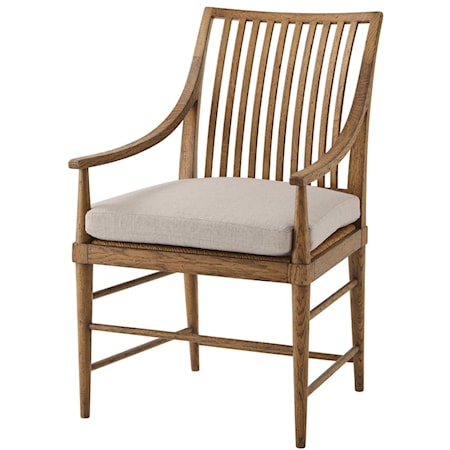 Transitional Slatted Arm Chair