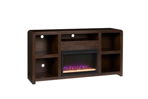 Contemporary 5-Shelf 66" Fireplace Console with Wire Management