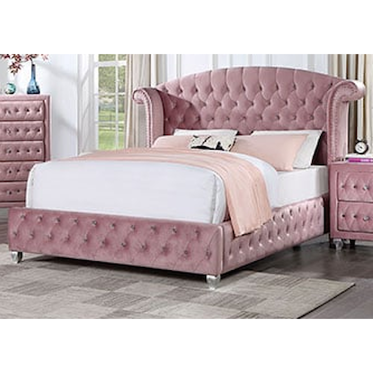 Furniture of America Zohar Full Bed Pink