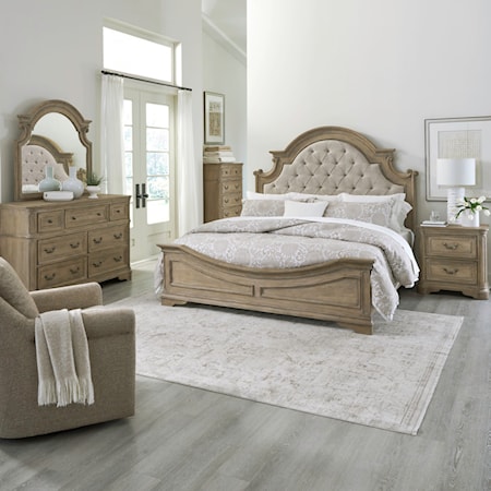 King Upholstered Panel Bed