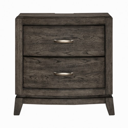 Transitional 2-Drawer Nightstand with Built-in Charging Station