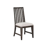 Farmhouse Rustic Upholstered Dining Side Chair with Slat Back