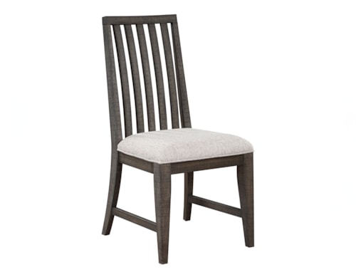 Farmhouse Rustic Upholstered Dining Side Chair with Slat Back