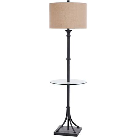 Contemporary Floor Lamp with Tempered Glass Table
