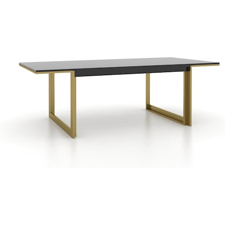 Contemporary Wood Top Dining Table with Gold Metal Base