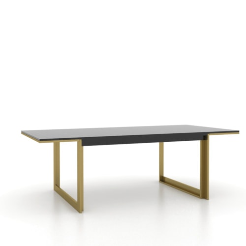 Contemporary Wood Top Dining Table with Gold Metal Base