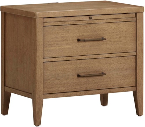 Mid-Century Modern 2-Drawer Nightstand with Built-In USB Charger