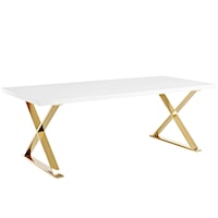 Sector Contemporary Dining Table - White/Gold