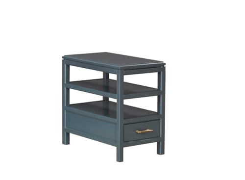 Transitional Chairside Table with Pull-Out Drink Tray