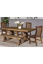 Cottage Creek Furniture San Rene Rustic Wood Dining Table with Trestle Base