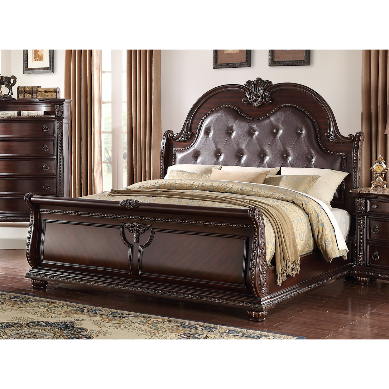 Crown Mark Stanley King Arched Panel Bed