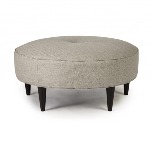 Odon Round Ottoman with Exposed Wood Legs