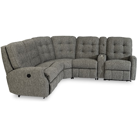 Transitional 6-Piece Power Reclining Headrest Sectional with USB Ports