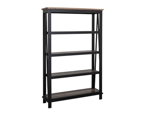 Rustic 4-Shelf Bookcase with Metal Frame
