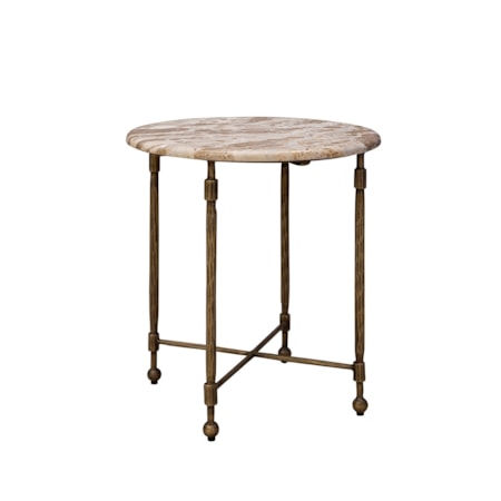 Round Side Table with Marble Top