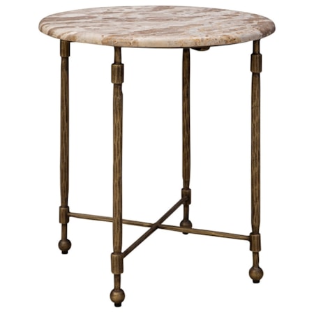 Round Side Table with Marble Top