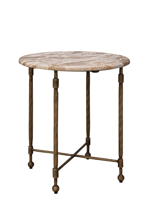 Industrial Round Side Table with Marble Top