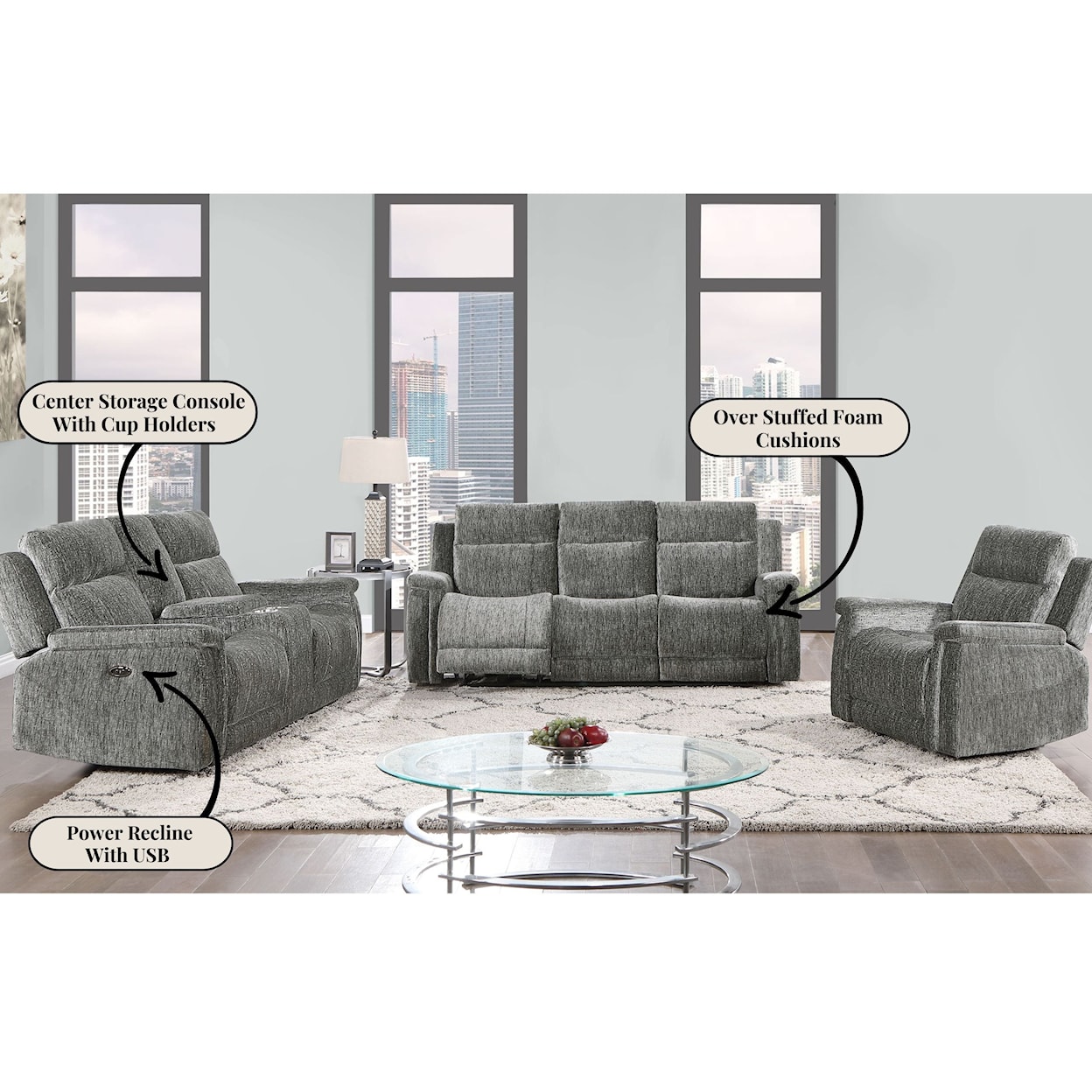 Global Furniture U1797 Reclining Sofa