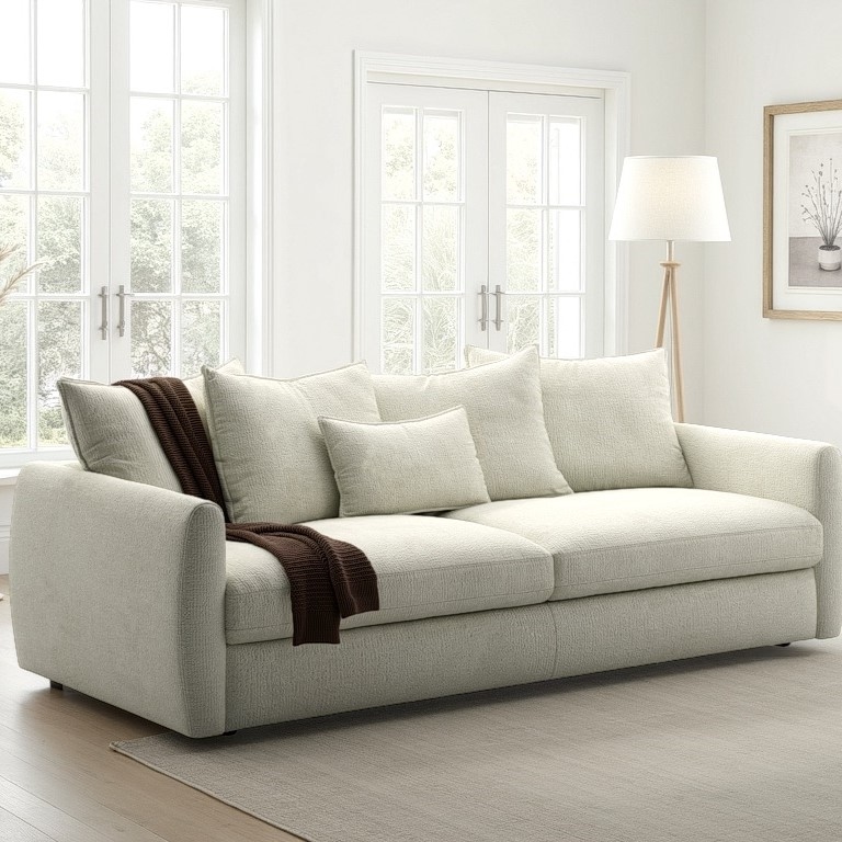 Modern Plush Loose-Pillow Daybed Sofa