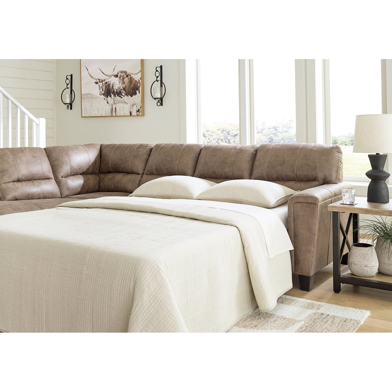 Ashley Furniture Signature Design Navi 2-Piece Sectional w/ Sleeper and Chaise