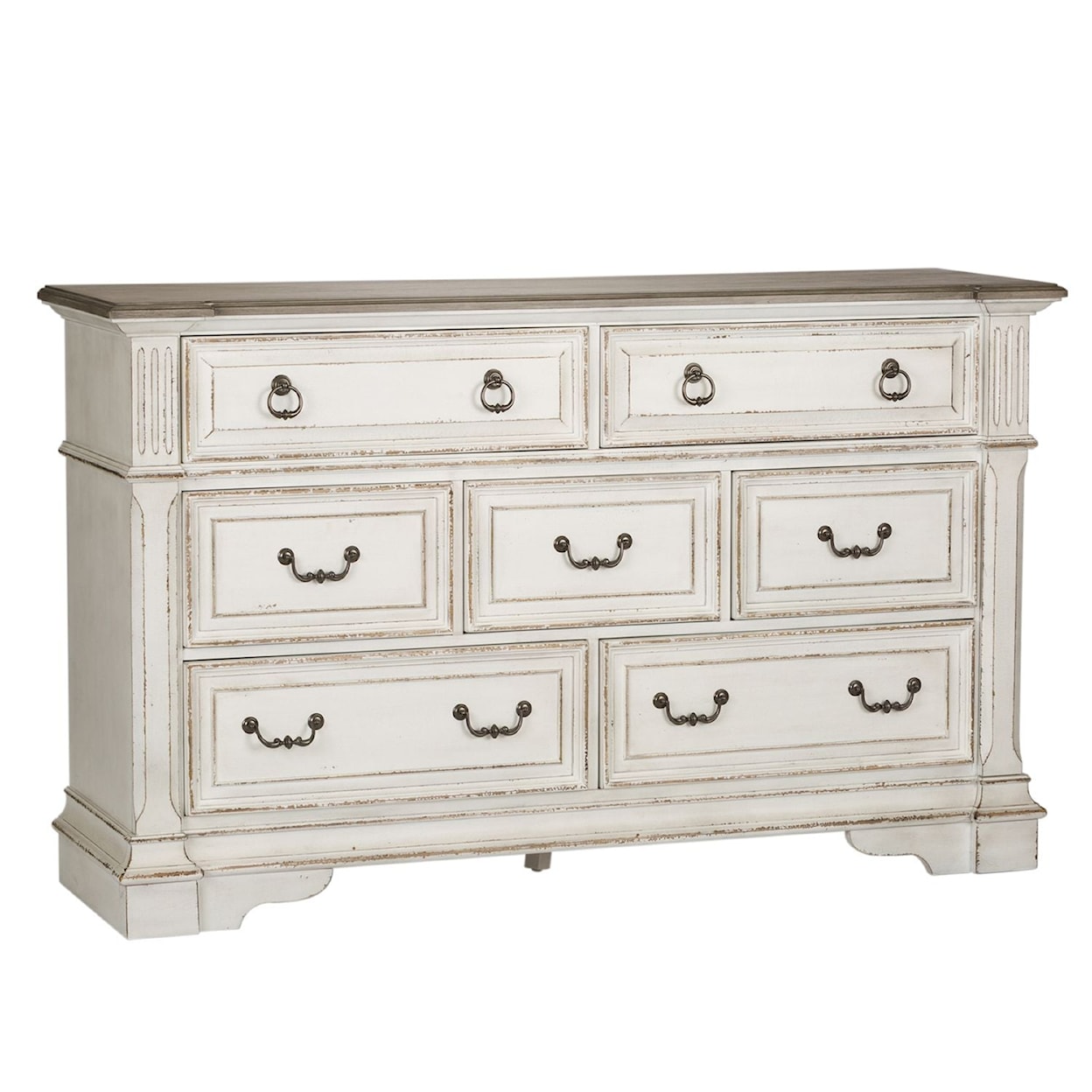 Liberty Furniture Abbey Park 7-Drawer Dresser and Landscape Mirror