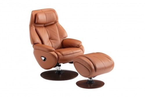 Contemporary Swivel Pedestal Recliner and Ottoman