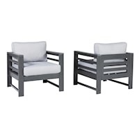 Outdoor Lounge Chair with Cushion (Set of 2)