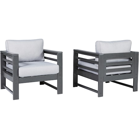 Outdoor Lounge Chair with Cushion (Set of 2)