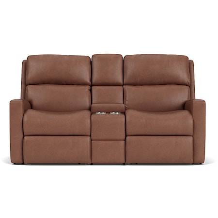 Transitional Reclining Loveseat with Console