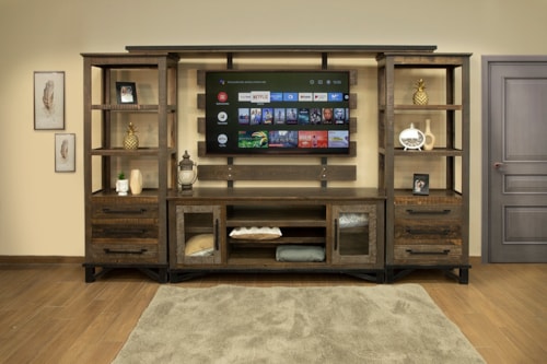 Rustic 3-Drawer Bookcase with 3 Open Shelves