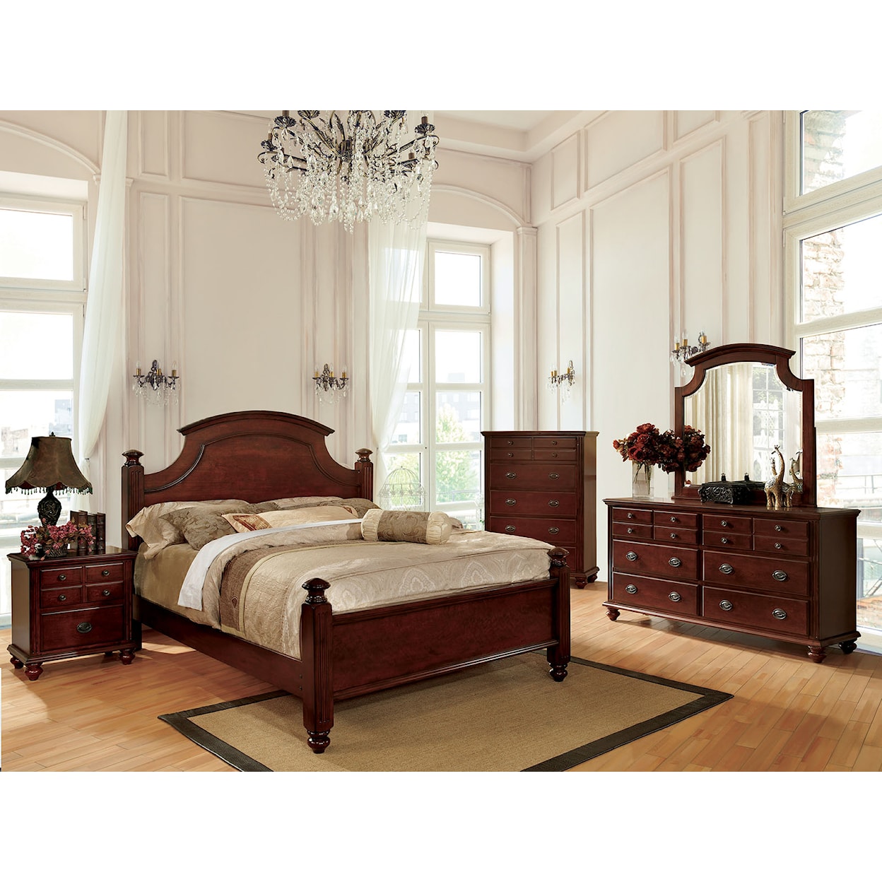 Furniture of America Gabrielle 5 Pc. Queen Bedroom Set w/ 2NS