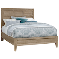 Transitional Queen Low Profile Bed with Louvered Headboard